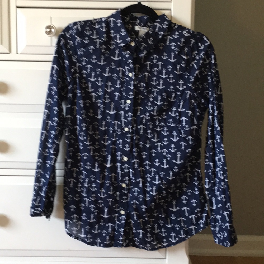 Old Navy Blue/White Anchor Shirt Sz Medium
